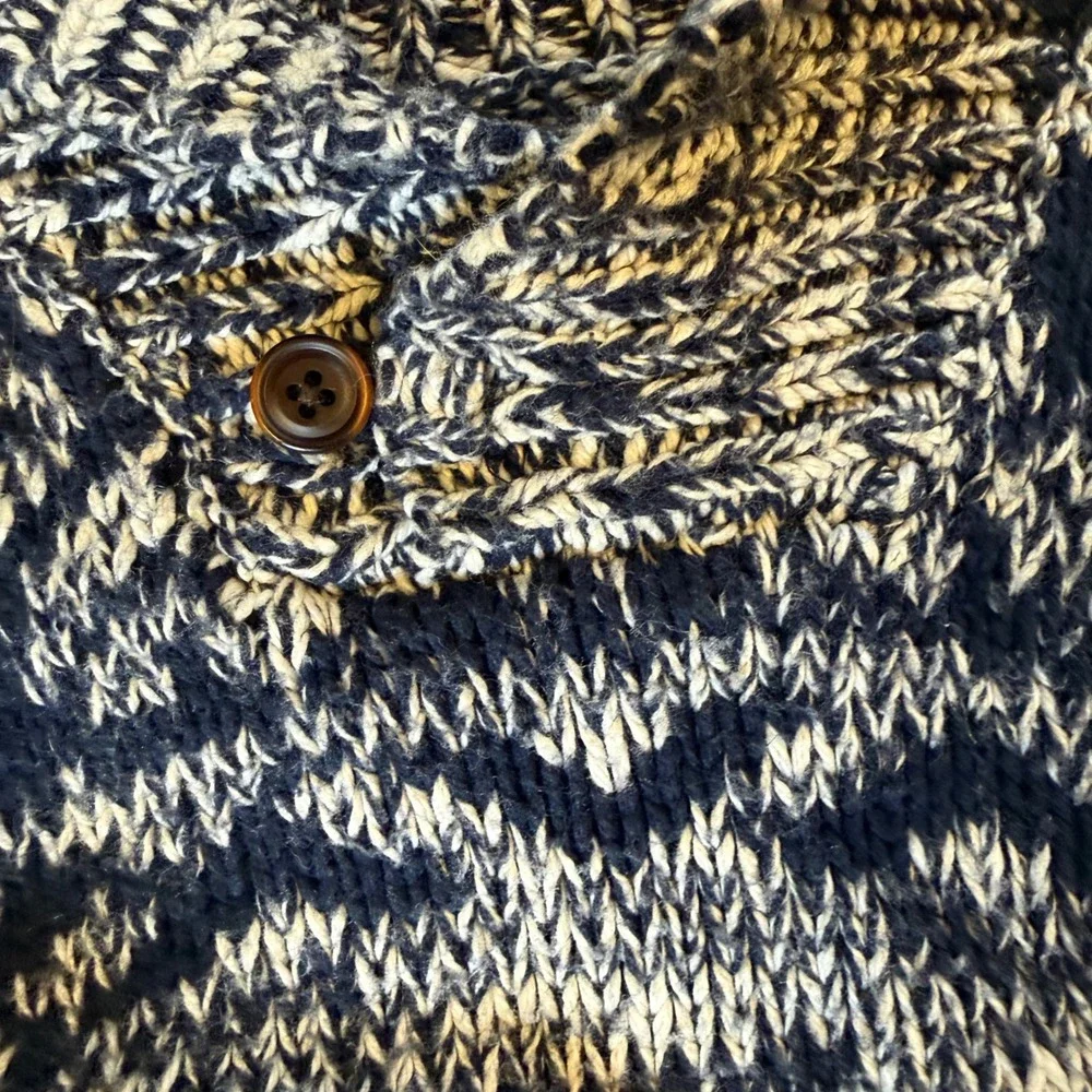 Gymboree Kids Sweater 3T Blue White Knit Shawl Collar‎ Button Pullover